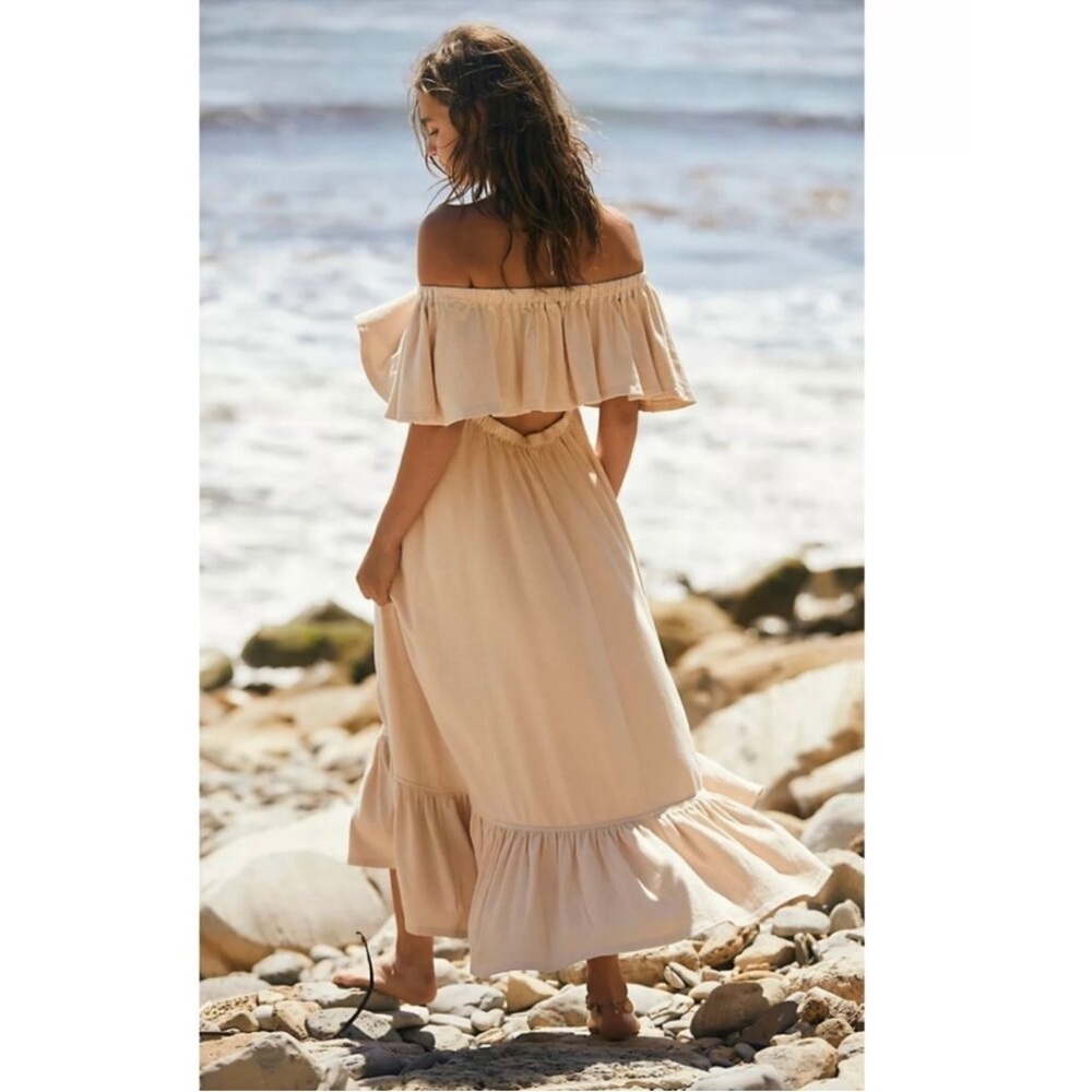 Free People Lynne Midi Dress in Bleached Sand XS NWT - Picture 2 of 14